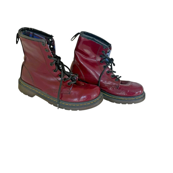 Dr. Martens Cherry Red Lace-Up Combat Boots Women’s Size 6 / UK 4 / EU 37 - Picture 1 of 7
